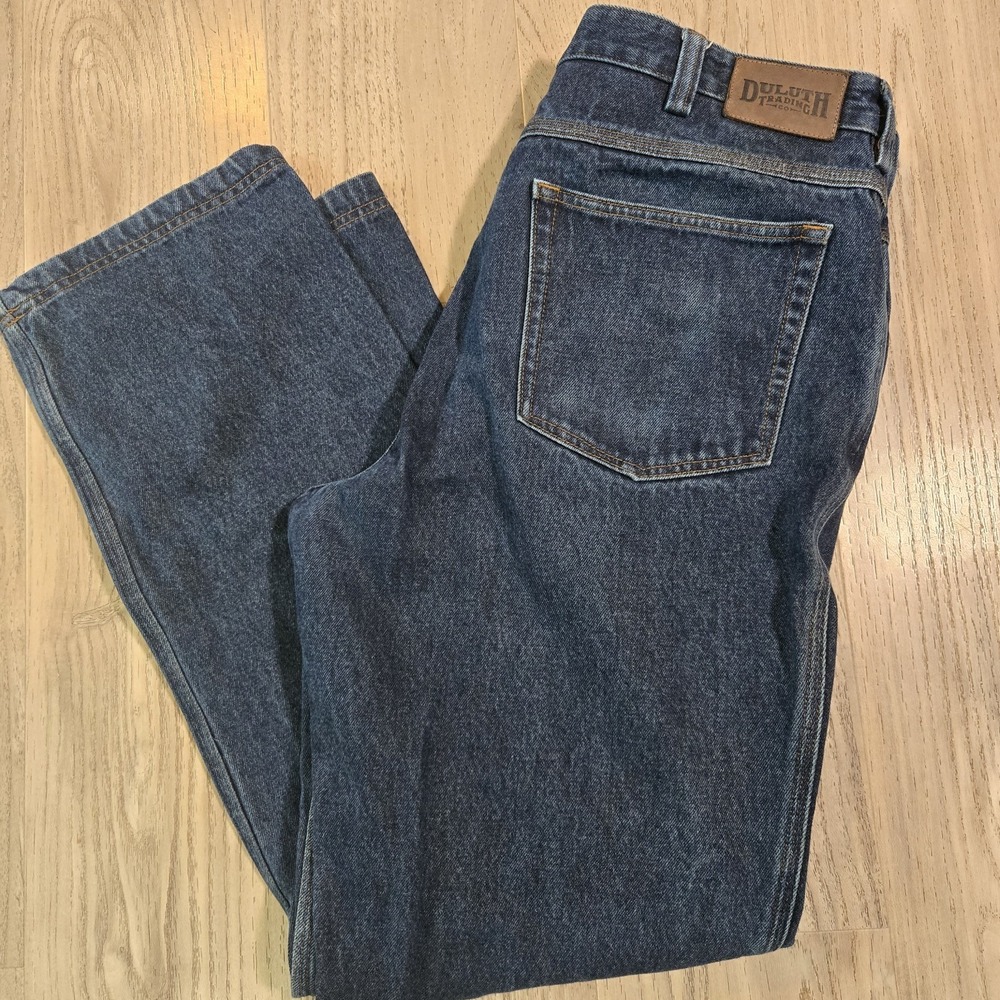 Duluth Trading Co Mens Denim Jeans Dark Wash Size 38x34 100% Cotton Straight Leg